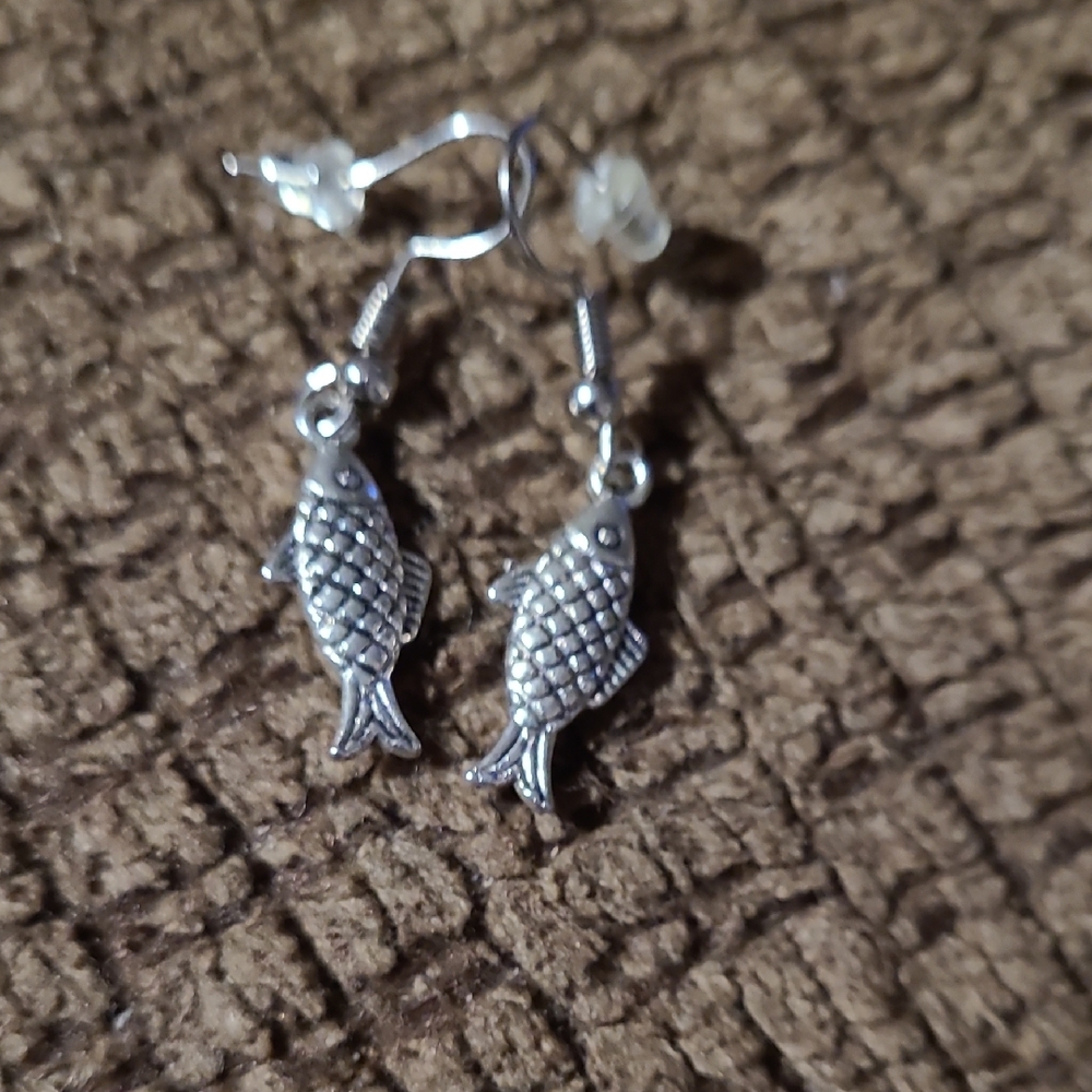 Silver Fish-Shaped Earrings